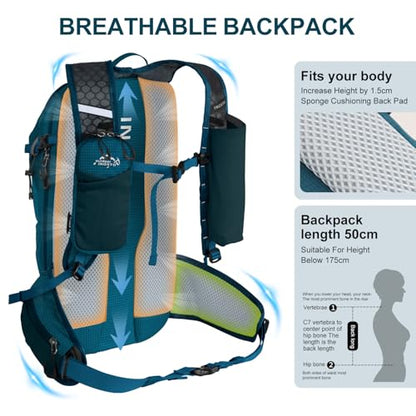 IX INOXTO Hydration Backpack, 20L Multipurpose Hiking Backpack with 2L Water Bladder, Water Backpack Insulated Hydration Pack Ideal for Hiking and Cycling - color: blue
