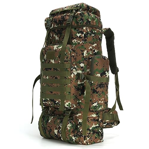 King'sGuard 70L Camping Hiking Backpack for Men Women Large Military Tactical Backpack Molle Rucksack Backpack for Outdoor - color: Woodland Camo