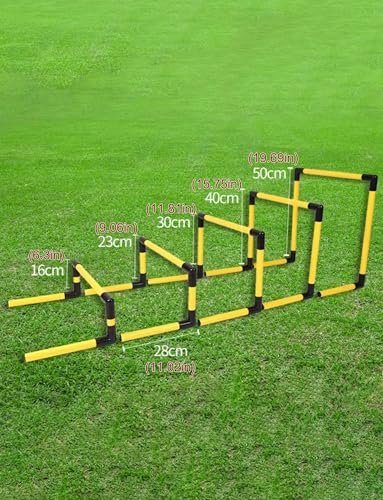 Portable Adjustable Football Hurdles，Agility Training Hurdles Set of 5, Detachable Practice Hurdles for Track and Field(Yellow) - color: Yellow