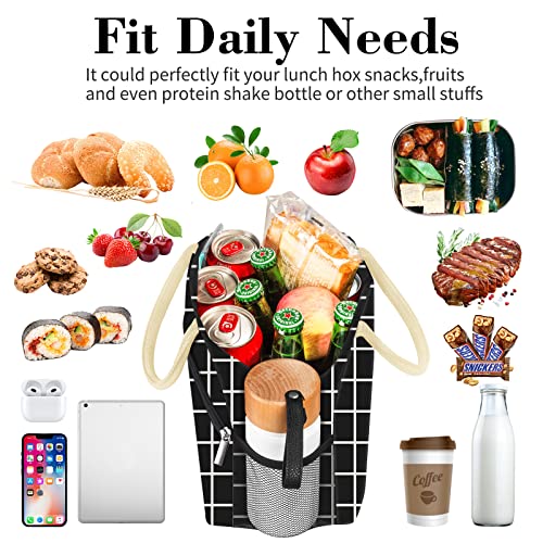 Coobiiya Lunch Bag Women, Lunch Box for Women Adult Men, Small Leakproof Cute Lunch Tote Large Capacity Reusable Insulated Cooler Lunch Container for Work/Office/Picnic/Travel-Black Plaid - color: Black Plaid