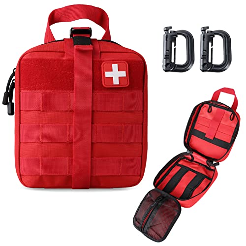 LIVANS 1000D First Aid Bag Empty Medical Ifak Pouch Molle EMT Pouches Rip-Away Tactical Military Trauma Emergency Medic Bag - color: Red(7.1"l X 3.5"w X 8"h)