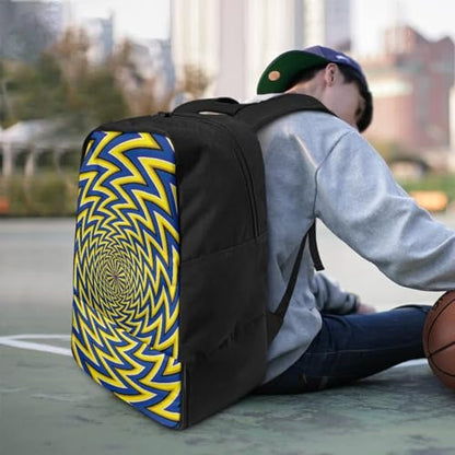 18.5in Basketball Backpack Basketball Bag with Shoe Compartment & Ball Holder, Waterproof Bag for Soccer Volleyball - color: Vertigo 3d Yellow Stripe Print