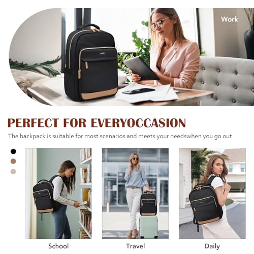 MDODO Laptop Backpack for Women,Travel Backpack with Laptop Compartment,Casual Daypack College Bookbag Computer Work Backpack, Black - color: Black-1 Pcs