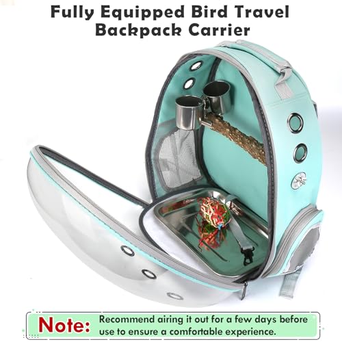 Bird Backpack, Bird Carrier Travel Cage with Perch, Portable Wildbird Carrier Bag, Parrot Parakeet Cockatiel Cage with Food Bowl & Stainless Steel Tray for Conures Budgie Canary Lovebirds Small Animal