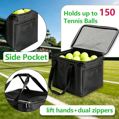 Tennis Ball Bag with Sturdy Bottom, tennis ball,Pickleball, Baseball, Lacrosse & Table Tennis, Teaching, Ball Picking & Organizing (Holds 150 Tennis Balls or 100 Pickleballs)