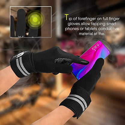SAWANS Weight Lifting Gloves Gym Workout Fitness Wrist Wrap Support Men Women Fingerless Gloves Full Finger Touchscreen - size: X-Large