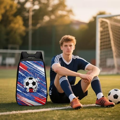 18.5in Basketball Backpack Basketball Bag with Shoe Compartment & Ball Holder, Waterproof Bag for Soccer Volleyball - color: Soccer Text Graffiti Print
