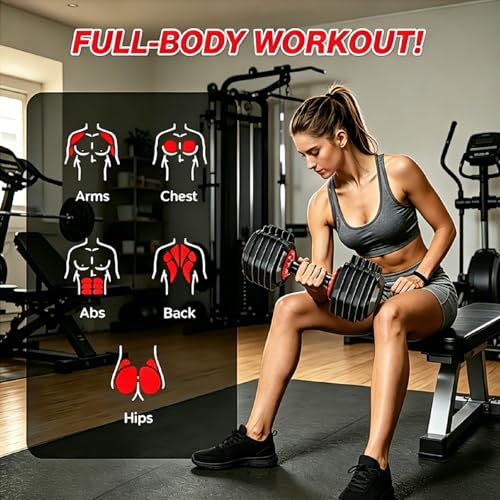 Adjustable Dumbbell Set, All in One Weights Dumbbell with Non-Slip Handle, 1 Hand Quick Adjust weight set for Home Gym - color: 55lb Pair