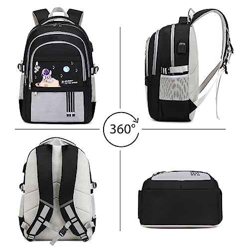 ACESAK Backpack for Boys - Boy Backpack Schoolbag for Boys Kids Teens Girls Elementary Middle School Bags, Waterproof Lightweight Kids Bookbag Backpacks Casual Daypack with Lunch Bag Set - color: Grey