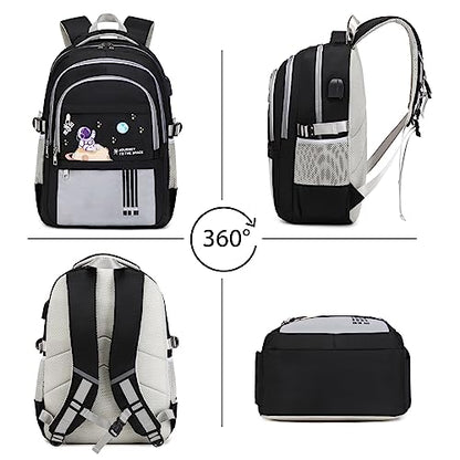 ACESAK Backpack for Boys - Boy Backpack Schoolbag for Boys Kids Teens Girls Elementary Middle School Bags, Waterproof Lightweight Kids Bookbag Backpacks Casual Daypack with Lunch Bag Set - color: Grey