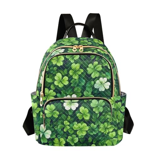 St. Patrick's Day Green Leaf Aesthetic Backpack Purse for Women Shoulder Bag Fashion Daypack Ladies Handbag Lightweight Travel Bag Rucksack - color: Green Leaf-1, size: Medium