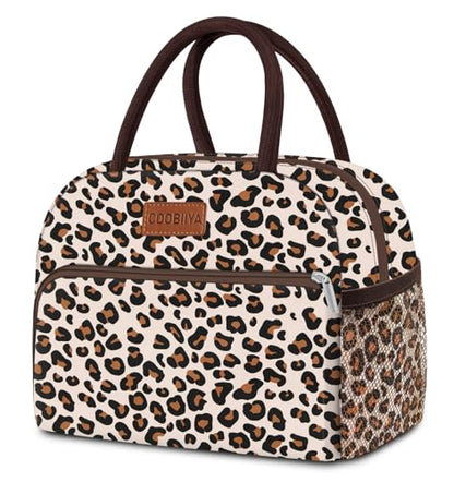 Coobiiya Lunch Box Lunch Bag for Women Adults Men, Reusable Cute Lunch bag - Leakproof, Insulated Lunch Box Tote with Large Capacity, Cooler Container for Work/Travel/Office - color: Leopard