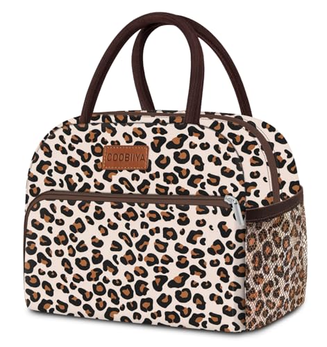 Coobiiya Lunch Box Lunch Bag for Women Adults Men, Reusable Cute Lunch bag - Leakproof, Insulated Lunch Box Tote with Large Capacity, Cooler Container for Work/Travel/Office - color: Leopard