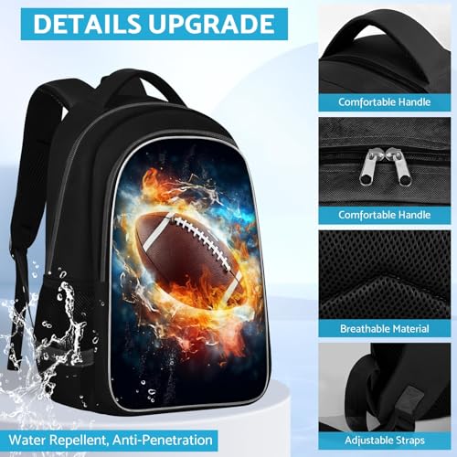 TILYTADLY School Backpack for Boys - American Football Boys Backpack for Kids Children Teens Elementary Middle School - Students Bag for Ages 6-18,17″Bookbag Multifunctional Large Capacity - color: American Football-04-backpack Only