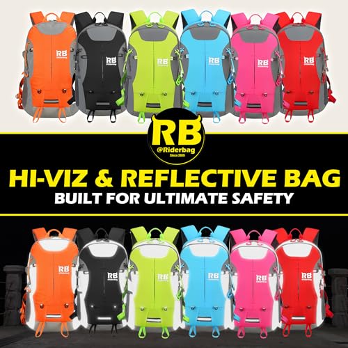 riderbag Reflective Motorcycle Backpack, Hi Viz Commuter Riding Bag | Designed by Riders for Everyday Rides with Laptop Compartment and Helmet Net. Built to Help You Be Seen. - color: Green