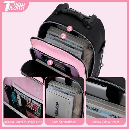 NEW TILAMI 19 Inch Rolling Backpack 360°rotating Universal Wheel, Large Organizer Compartments, Adjustable Handle, Carry on for School Students Business Travel, Cherry Blossoms - color: Cherry Blossoms