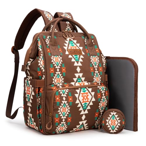 Montana West Wrangler Diaper Bag Backpack Aztec Callie Bag Travel Backpack Purses Western Multi-Function Baby Bags for Mom - color: 3pcs Coffee