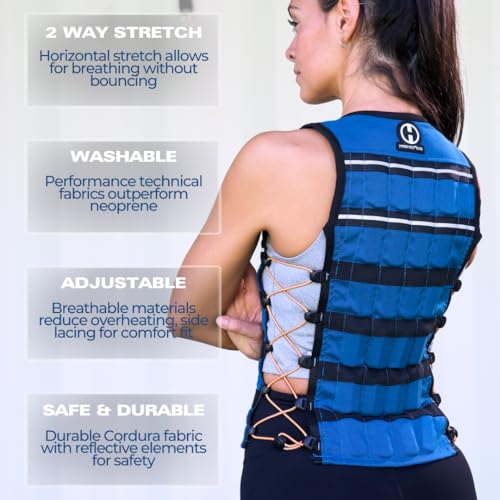 Hyperwear HyperVest ELITE Adjustable Weighted Vest for Women and Men — Thin Steel Weights, Stretch CORDURA Fabric — Weight Vest for Walking, Running, Strength Training - size: Large 20 Pounds Black