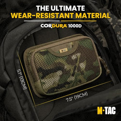 M-Tac Mesh Organizer Pouch with Hook & Loop Backing, EDC Tactical Admin Pouch, Backpack Organizer Insert, Small Gear Utility Bag - color: Multicam