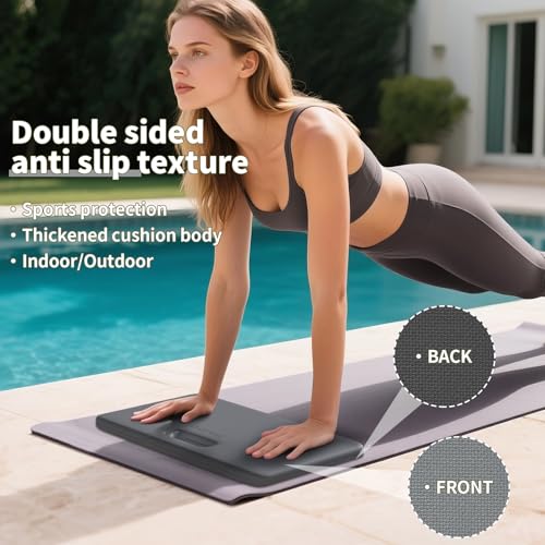 PAIDU Yoga Knee Pad - 1 Inch Thick with Extra Cushioning, Pain-Free for Knees, Elbows, Wrists and Back | Foldable and Multi-Functional, Suitable for Home Gym, Pilates, Plank, Abdominal Training Fitness Mat - color: Grey + Black