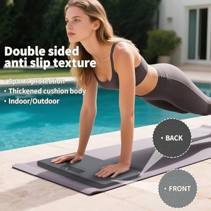 PAIDU Yoga Knee Pad - 1 Inch Thick with Extra Cushioning, Pain-Free for Knees, Elbows, Wrists and Back | Foldable and Multi-Functional, Suitable for Home Gym, Pilates, Plank, Abdominal Training Fitness Mat - color: Grey + Black
