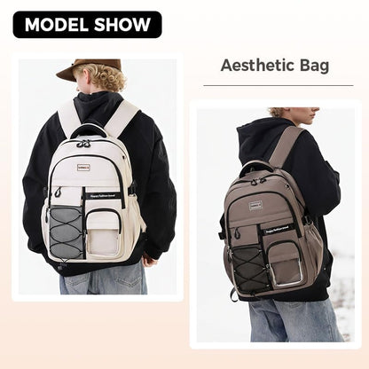 Laptop Backpack Large Cool Aesthetic Waterproof Hiking Travel Backpacks Multiple Pockets Book Bag for College Women Men (Navy Blue) - color: Navy Blue