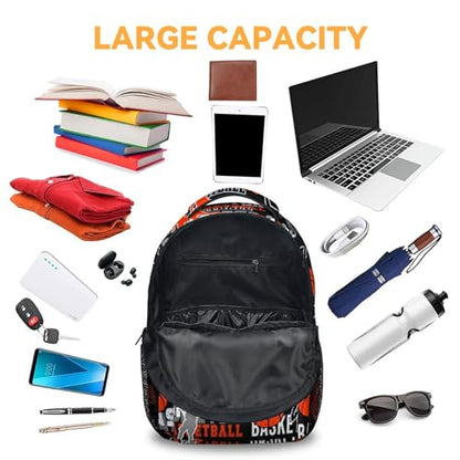 Mercuryelf Basketball Backpack for Boys Girls, 16 Inch Black Backpacks for School Travel, Cool Lightweight Bookbag for Kids - color: Basketball-1