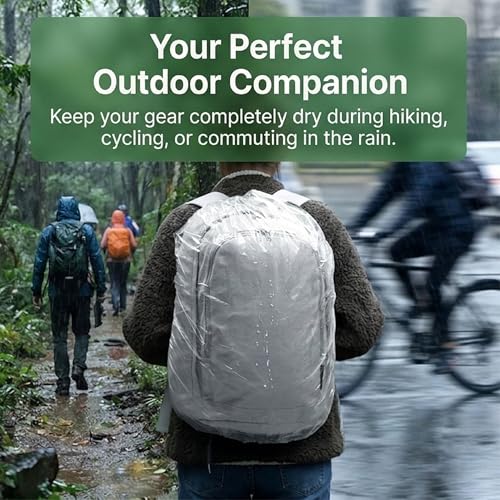 10 Pack Backpack Rain Cover Clear Waterproof Bag Cover for Backpack 15L-40L, Dustproof Backpack Cover for Air Travel, Hiking, Camping, Outdoor Essentials with Storage Box