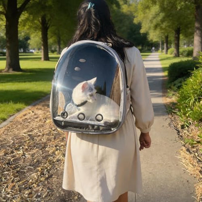 Cat Backpack Carrier, Front Expandable Expandable Bubble Pet Backpack, Ventilated Transparent Capsule Dog Backpack for Small Cats Dogs Birds Bunny, Airline Approved - color: FrontExpand-BK