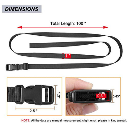 MAGARROW 24" 40" 60" 100" Strap Buckle Packing Straps Adjustable 1-Inch Belt - color: Black (4-Pack), size: 1" Wide - 40" Long