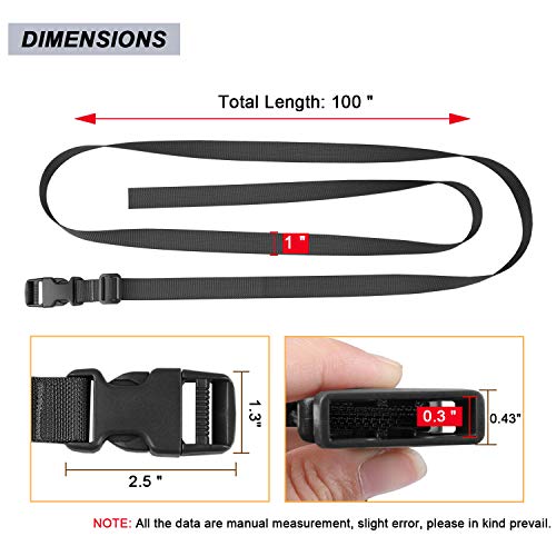 MAGARROW 24" 40" 60" 100" Strap Buckle Packing Straps Adjustable 1-Inch Belt - color: Black (4-Pack), size: 1" Wide - 100" Long