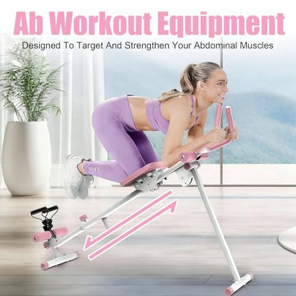 Ab Workout Equipment Abs Trainer, 4 in 1 Workout Machine with Ab Slider Roman Chair Rowing Leg Press, All in One Fitness Equipment for Home Gym Training - color: Grey