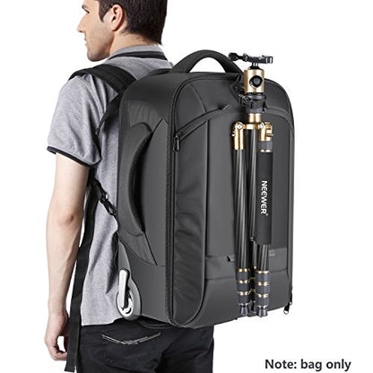 Neewer 2-in-1 Rolling Camera Bag Backpack Suitcase Style Convertible with Double Handle, Shockproof Trolley Case with Removable Padded for SLR/DSLR Cameras Tripod Lenses (Black/Red) - style: Nw3300-r
