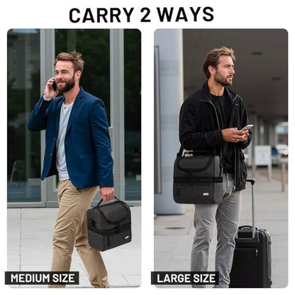MIER Adult Lunch Box Insulated Lunch Bag Large Cooler Tote Bag for Men, Women, Double Deck Cooler (Dark Grey, Large) - color: Dark Gray, size: Large