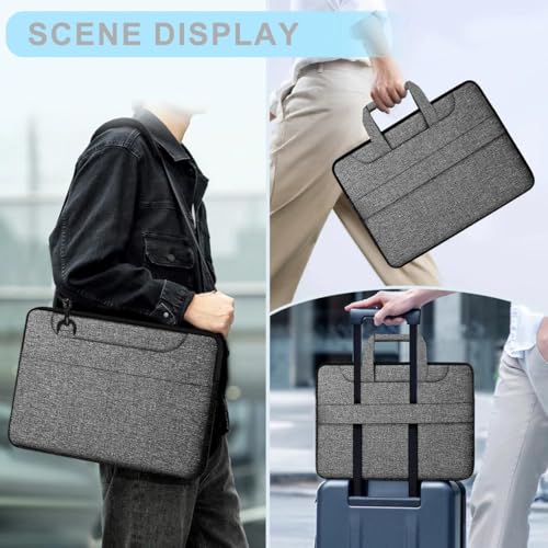 Hseok Laptop Shoulder Bag 17-17.3 inch Case, Durable Shockproof Protective Briefcase with Multi-Pockets Compatible with Lenovo Most 17-17.3 inch HP Acer Dell ASUS MSI Notebooks,Dark gray-black - color: Dark Gray-black, size: 17-17.3"