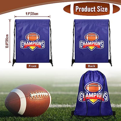 Grneric 18 Pcs Football Party Favor Bags Drawstring Bags Bulk Candy Goodie Bag Football Themed Presents for Sports Teams - color: Football