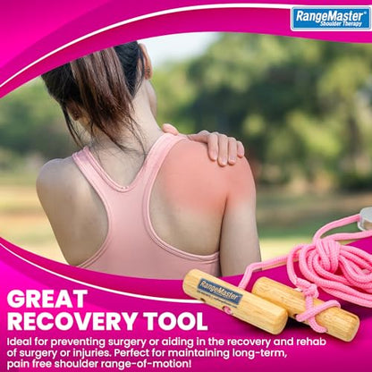 RangeMaster Econo Ranger Shoulder Pulley │ Physical Therapy Exercises │ Aids in Recovery and Rehabilitation │ Increases Mobility │ Wooden Handles for Comfort │ Metal Bracket Door Attachment (Pink) - color: Pink