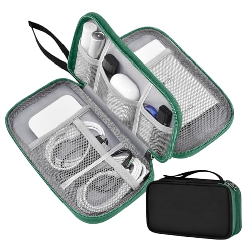 ZINZ Electronic Accessories Organizer, Travel Cable Carry Pouch Storage Bag for Laptop Attachment Cable, Cord, Charger, Earphone etc,Black-Green - color: Black-Green