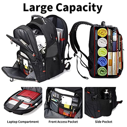 SHRRADOO Extra Large 50L Travel Laptop Backpack with combination lock, College Backpack Airline Approved Business Work Bag Fit 17 Inch Laptops for Men Women,Grey - color: Grey