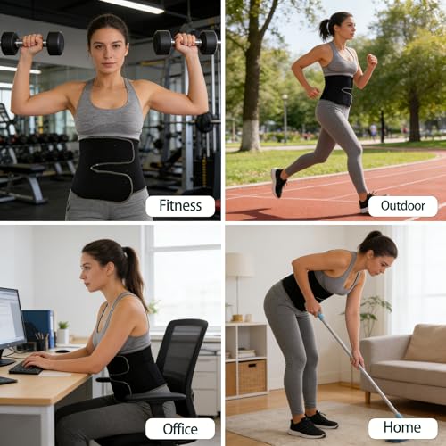 Non-Elastic Reversible Waist Trimmer Belt, Lumbar Support Sauna Trainer for Sports Sitting & Bending Posture Care - size: Large