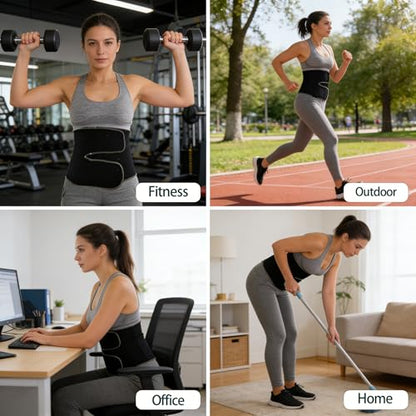Non-Elastic Reversible Waist Trimmer Belt, Lumbar Support Sauna Trainer for Sports Sitting & Bending Posture Care - size: X-Large