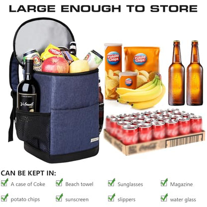 Insulated Cooler Backpack Outdoor - Leak Proof Backpack Cooler 30 Cans, Waterproof Lightweight Cooler Bag for 12h Hot/Cold Retention - Soft Cooler for Travel, Camping, Beach, Lunch - color: Navy-Blue