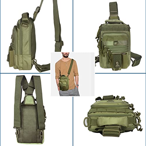 DegeTMVe Dual Pistol Holster Chest Bag Concealed Carry Sling Crossbody Tactical Gun Convertible Backpack Shooting Hunting - color: Green