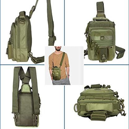 DegeTMVe Dual Pistol Holster Chest Bag Concealed Carry Sling Crossbody Tactical Gun Convertible Backpack Shooting Hunting - color: Green