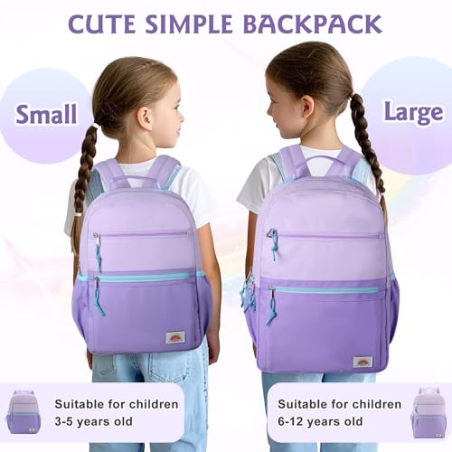 VASCHY School Backpack, Lightweight Classic Cute Aesthetic Bookbag Daypack for Teen Boys Girls Traveling/Gym/Middle School Lightweight Purple - color: Light Purple-l, size: Large-17in