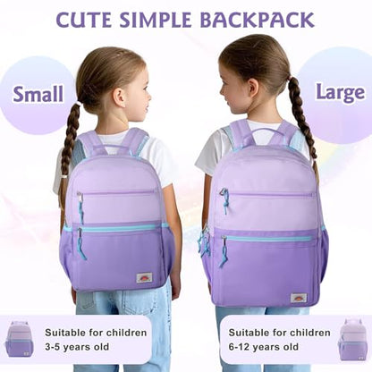 VASCHY School Backpack, Lightweight Classic Cute Aesthetic Bookbag Daypack for Teen Boys Girls Traveling/Gym/Middle School Lightweight Purple - color: Light Purple-l, size: Large-17in