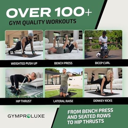 Gymproluxe Portable Gym - Resistance Exercise Band Set - 200LBS Resistance Bands for Men & Women - Multi Gym Fitness Equipment & Pilates Bar for Home Workout - style: Band & Bar