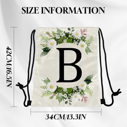 Initial Letter Drawstring Backpack String Sports Gym Bags Waterproof Sackpack Cute for Men Women Beach (13"×17") (Letter-B) - color: Letter-b
