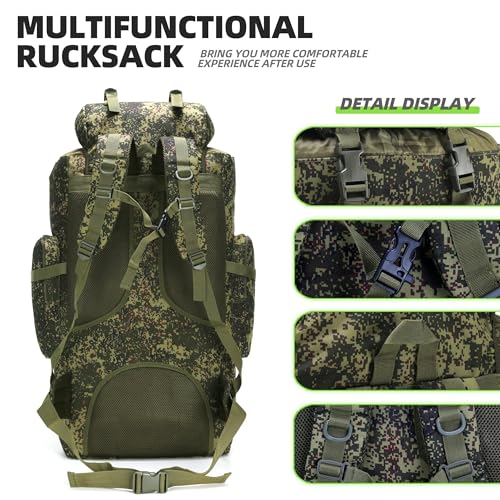 100L Camping Hiking Backpack,Molle military Tactical rucksack backpack,Waterproof Lightweight Hiking Backpack - color: Pixel Tie-dye