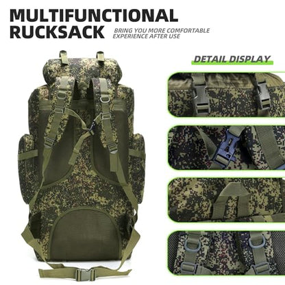 100L Camping Hiking Backpack,Molle military Tactical rucksack backpack,Waterproof Lightweight Hiking Backpack - color: Pixel Tie-dye